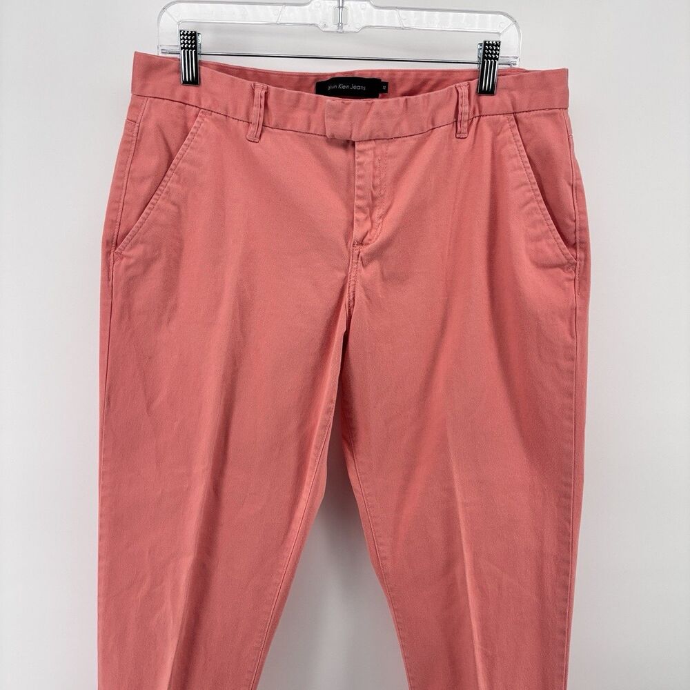 Calvin Klein Jeans Women's 12 Coral Pink Cropped Cotton Stretch Pants